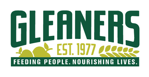 Gleaners Food Bank logo with 2 young children