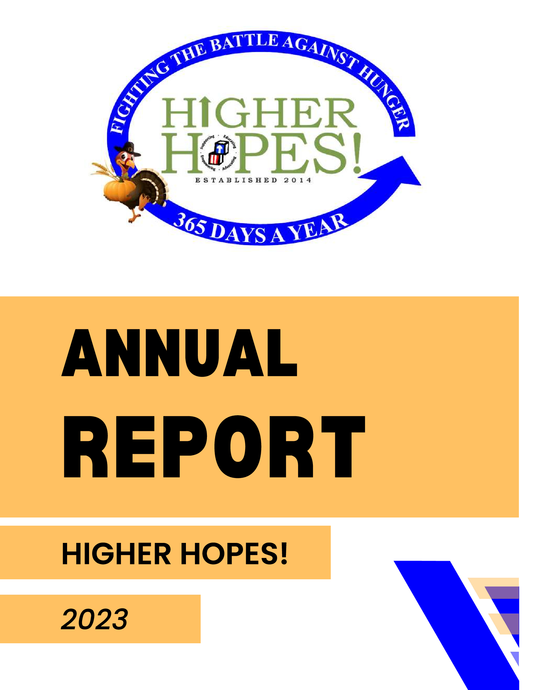 Higher Hopes! 2023 Annual Report cover page image with logo